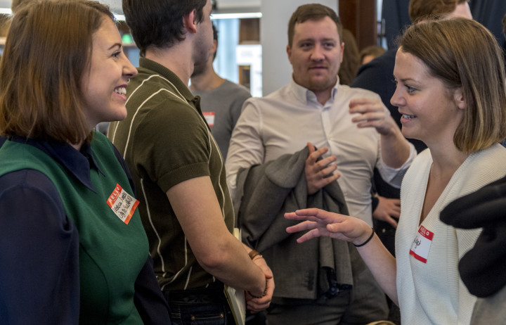 Students chatting at event 