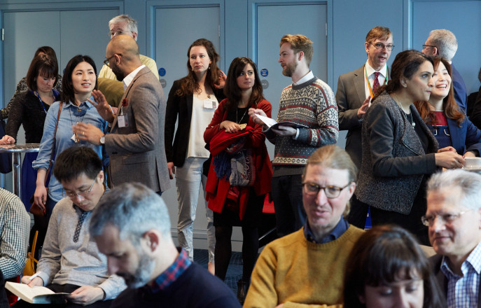 A group of people at Techcelerate's first Showcase in 2018
