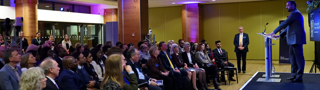 The stage and audience at the Alumni Awards Ceremony 2020