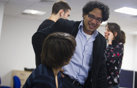 Undergraduate students in Computing in the Machine Learning & Neural Computation lab in Huxley 202, being taught by Dr Aldo Faisal, Lecturer in Neurotechnology jointly at the Dept. of Bioengineering and the Dept. of Computing at Imperial College London.