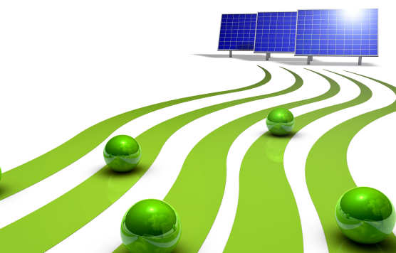 Green energy concept, solar panels