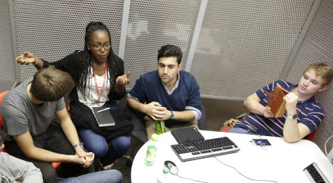 Students working as a team
