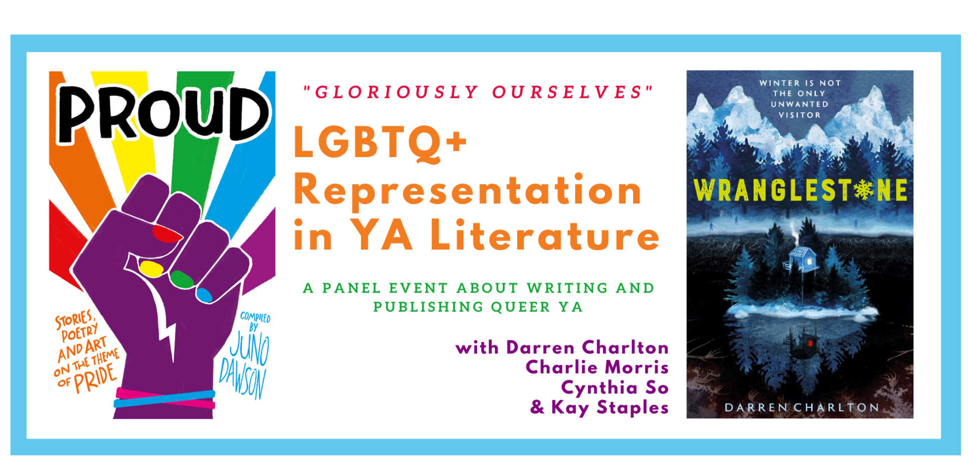 Banner for panel event about LGBTQ representation in YA literature