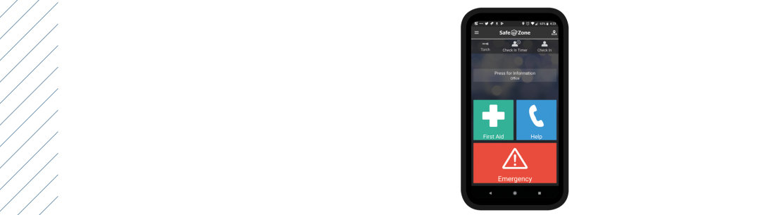 SafeZone banner image - phone with app open