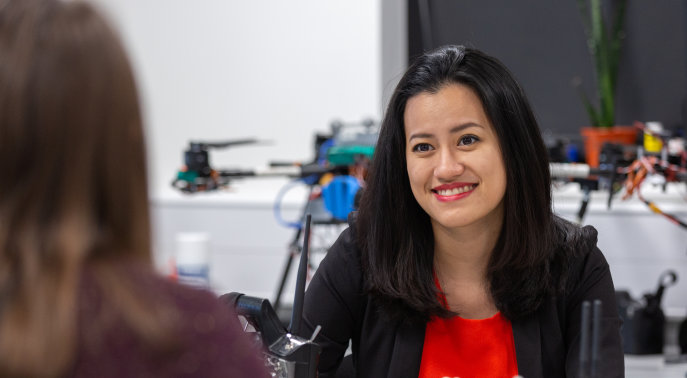 Smiling female staff member