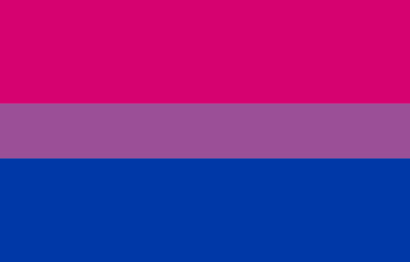 Bi pride flag with pink, purple and blue stripes