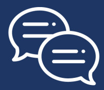 Line drawing of two speech bubbles
