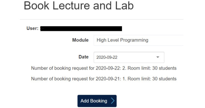 image showing lecture booking for elective modules