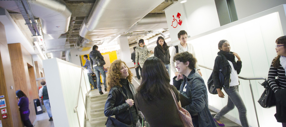 Photograph of students at the South Kensington campus library