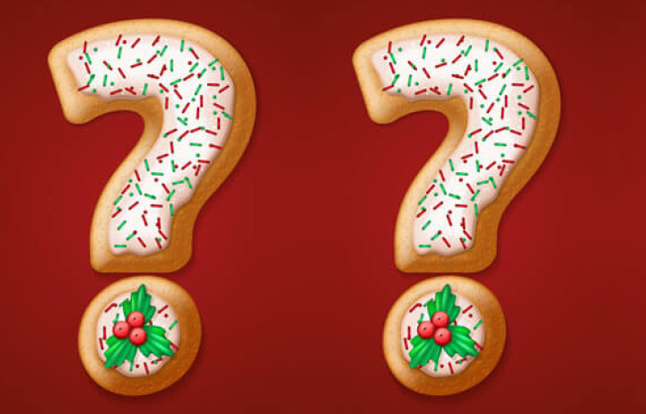 Question marks made out of iced biscuits