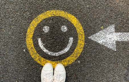 smiley face painted on ground