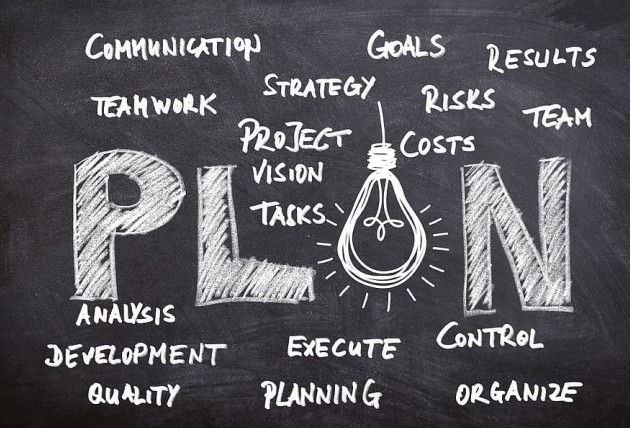 the word 'plan' were the 'a' is a lightbulb
