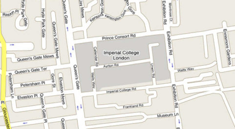 Map showing the Imperil College and it's surrounding area