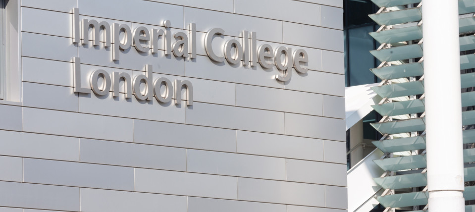 External view looking up at the Imperial College front entrance