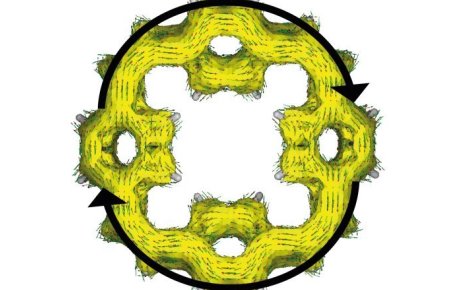 Distribution of the electrons in the macrocyclic molecules of the electrode after charging the battery