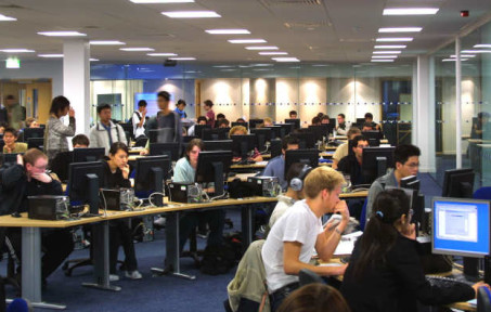 Students in a computing lab