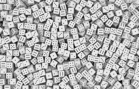 Lots of white dice piled up
