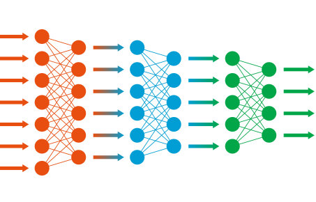 Neural net. Neuron network. Data engineering. Deep learning. Cognitive technology concept. Vector illustration