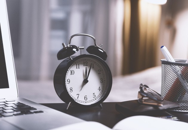 a clock on a desk