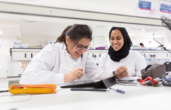 Students in medical biosciences laboratory