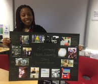 Student with artwork