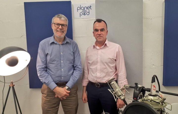 Martin Siegert (right) and Jim Haywood (left) in Planet Pod studio