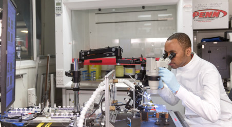 A student in a laboratory