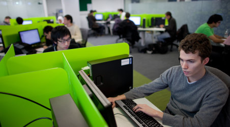 Student using a computer for scientific modelling