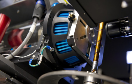 A coreholder in the micro CT scanner