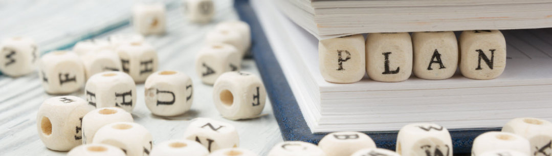 Photograph of dice spelling out the word