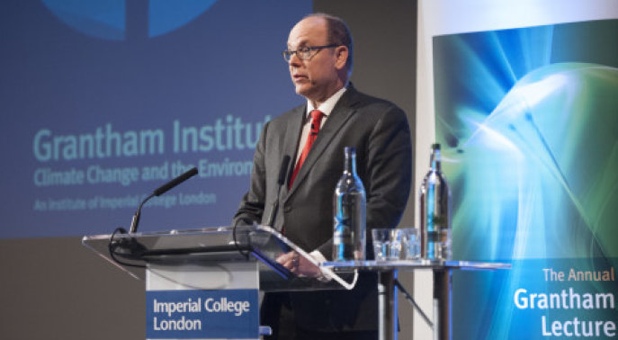 Prince Albert delivering the Grantham Institute Annual Lecture
